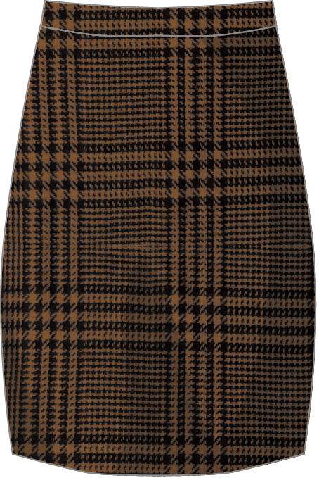 タイトスカート ミドル タータンチェック ブラウン 茶色 の商用利用可能な無料 フリーファッションイラスト素材 Cbk Stocks